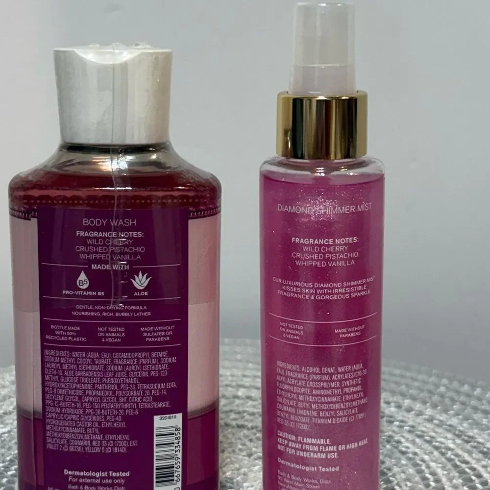 BBW Sweetheart Cherry Body Wash and Shimmer Mist Set of 2 NWT